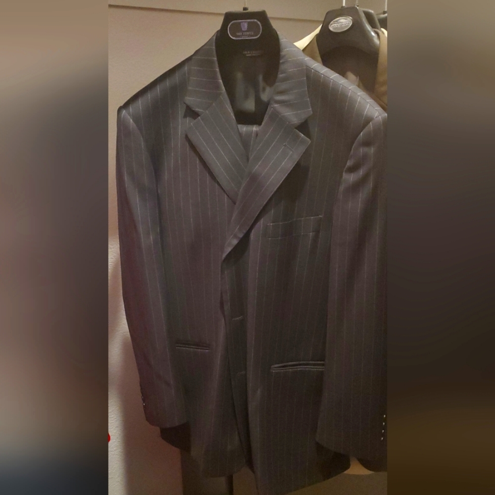 Mens Black Pinstripe Business Suit